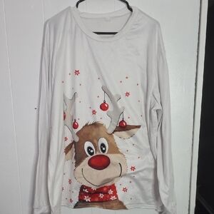 Mens Reindeer Long Sleeve Shirt - White
